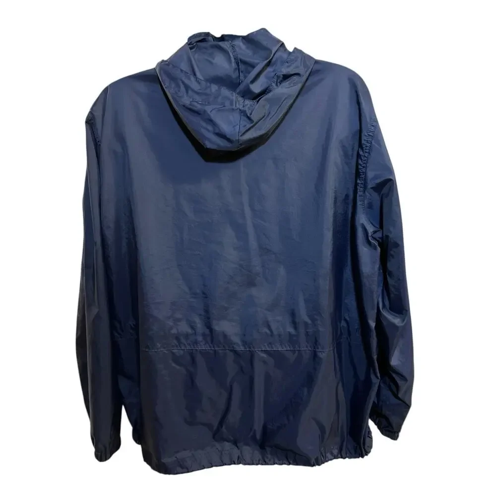 Vintage Jansport Windbreaker‎ 1/4 Zip Hooded Men's Size XL Blue 90s Lightweight